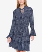 Tommy Hilfiger Printed Tie-neck Dress, Created For Macy's
