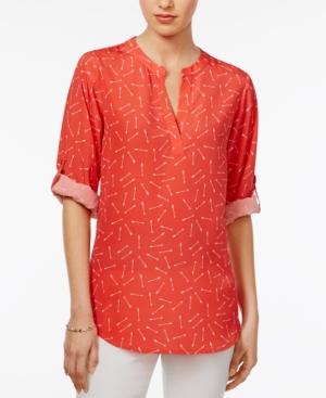 Maison Jules Arrow-print Roll-tab Top, Created For Macy's