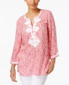 Charter Club Petite Embroidered Printed Tunic, Only At Macy's