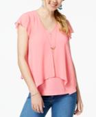 Bcx Juniors' Handkerchief-hem Necklace Top