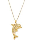 Dolphin Openwork 18 Pendant Necklace In 10k Gold