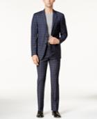 Calvin Klein Men's Slim-fit Blue Plaid Suit