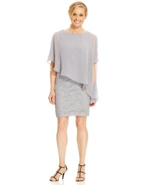 Jessica Howard Glitter Lace Cape Dress