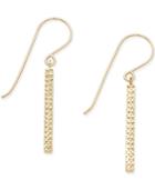 Textured Bar Linear Drop Earrings In 10k Yellow Gold