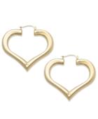 Signature Gold™ 14k Gold Earrings, Diamond Accent Heart Hoop Earrings