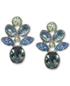 Givenchy Silver-tone Blue Crystal Cluster Stud Earrings