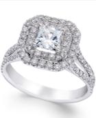 Certified Diamond Halo Engagement Ring In 18k White Gold (1-3/8 Ct. T.w.)