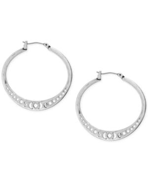 Lucky Brand Silver-tone Openwork 1-3/8 Hoop Earrings