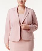 Kasper Plus Size One-button Twill Jacket