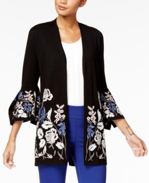 Alfani Embroidered Bell-sleeve Cardigan, Created For Macy's