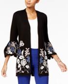 Alfani Embroidered Bell-sleeve Cardigan, Created For Macy's