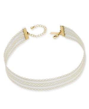 Inc International Concepts Gold-tone Cream Lattice Lace Choker Necklace, Only At Macy's