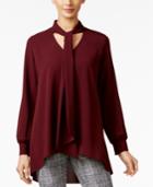 Alfani Tie-neck High-low Blouse, Only At Macy's