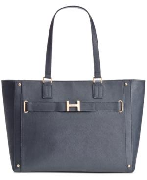 Tommy Hilfiger H-belted Textured Leather Tote
