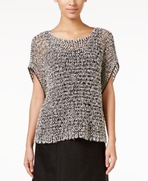 Eileen Fisher Short-sleeve Open-knit Sweater