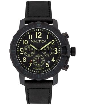 Nautica Men's Black Leather Strap Watch *mm Nad21006g