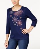 Alfred Dunner Sierra Madre Collection Embroidered Sequined Top