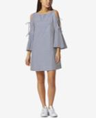 Avec Les Filles Cold-shoulder Tie-sleeve Cotton Shift Dress