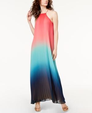 Trina Turk Plume Chain-strap Pleated Maxi Dress