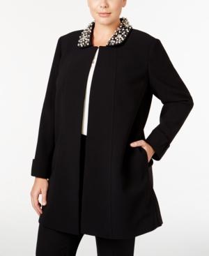 Tahari Asl Plus Size Embellished Long Blazer