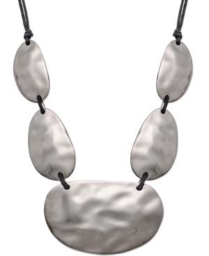 Inc International Concepts Hematite-tone Corded Hammered Disc Drama Necklace, Created For Macy's