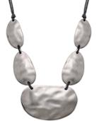Inc International Concepts Hematite-tone Corded Hammered Disc Drama Necklace, Created For Macy's