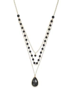 Charter Club Rose Gold-tone, Gold-tone Or Silver-tone Colored Crystal Triple Layer Necklace, Only At Macy's