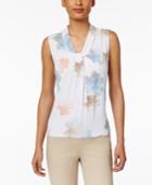 Calvin Klein Floral-print Knotted V-neck Shell