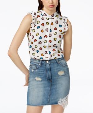 Love Moschino Ruffled Heart-print Shirt