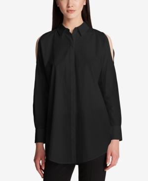 Dkny Cotton Cold-shoulder Shirt, Created For Macy's