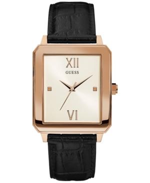 Guess Men's Black Leather Strap Watch 35mm U0918g2