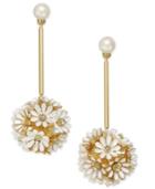 Kate Spade New York Gold-tone Crystal & Imitation Pearl Flower Linear Drop Earrings