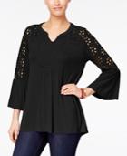 Style & Co Crocheted High-low Top In Regular & Petite Sizes, Created For Macy's