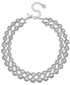 Kate Spade New York Silver-tone Imitation Pearl And Pave Double Strand Collar Necklace