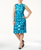 Calvin Klein Plus Size Geometric-print Scuba Sheath Dress