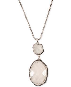 Lucky Brand Silver-tone Organic Stone Pendant Necklace