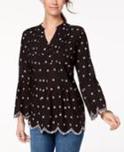 Style & Co Printed Cotton Eyelet Shirt, Created For Macy's