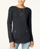 Hooked Up By Iot Juniors' Cable-knit Sweater
