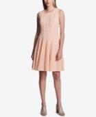 Calvin Klein Perforated Sleeveless Fit & Flare Dress