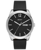 Dkny Men's Gansevoort Black Leather Strap Watch 46mm, Created For Macy's