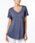Style & Co V-neck Burnout Pocket T-shirt, Created For Macy's