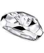 Swarovski Silver-tone High-polished Crystal Bangle Bracelet