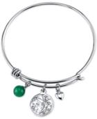 Disney Tinkerbell Dreaming Of You Bangle Bracelet In Stainless Steel With Silver-plated Charms