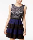 Speechless Juniors' Contrast Fit & Flare Dress