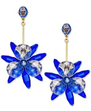 Kate Spade New York Gold-tone Blue Flower Drop Earrings