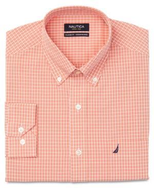 Nautica Dress Shirt, Orange And White Box Check Long-sleeved Shirt