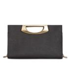 Calvin Klein Saffiano Leather Convertible Clutch With Metal Handle