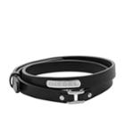 Diesel Men's Stacked Stainless-steel And Black Leather Bracelet