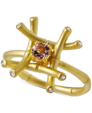 Kesi Jewels Pink Amethyst (1/4 Ct. T.w.) & Diamond And White Topaz Accent Ring In 18k Gold-plated Sterling Silver