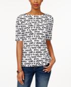 Charter Club Printed Elbow-sleeve Top, Only At Macy's